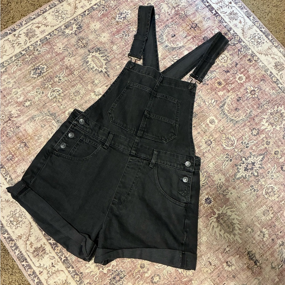 Women's FP Black Denim Overalls - Picture 5 of 7